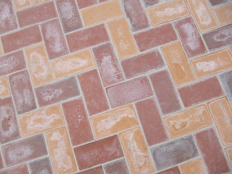 Белый налет на тротуарной плитке